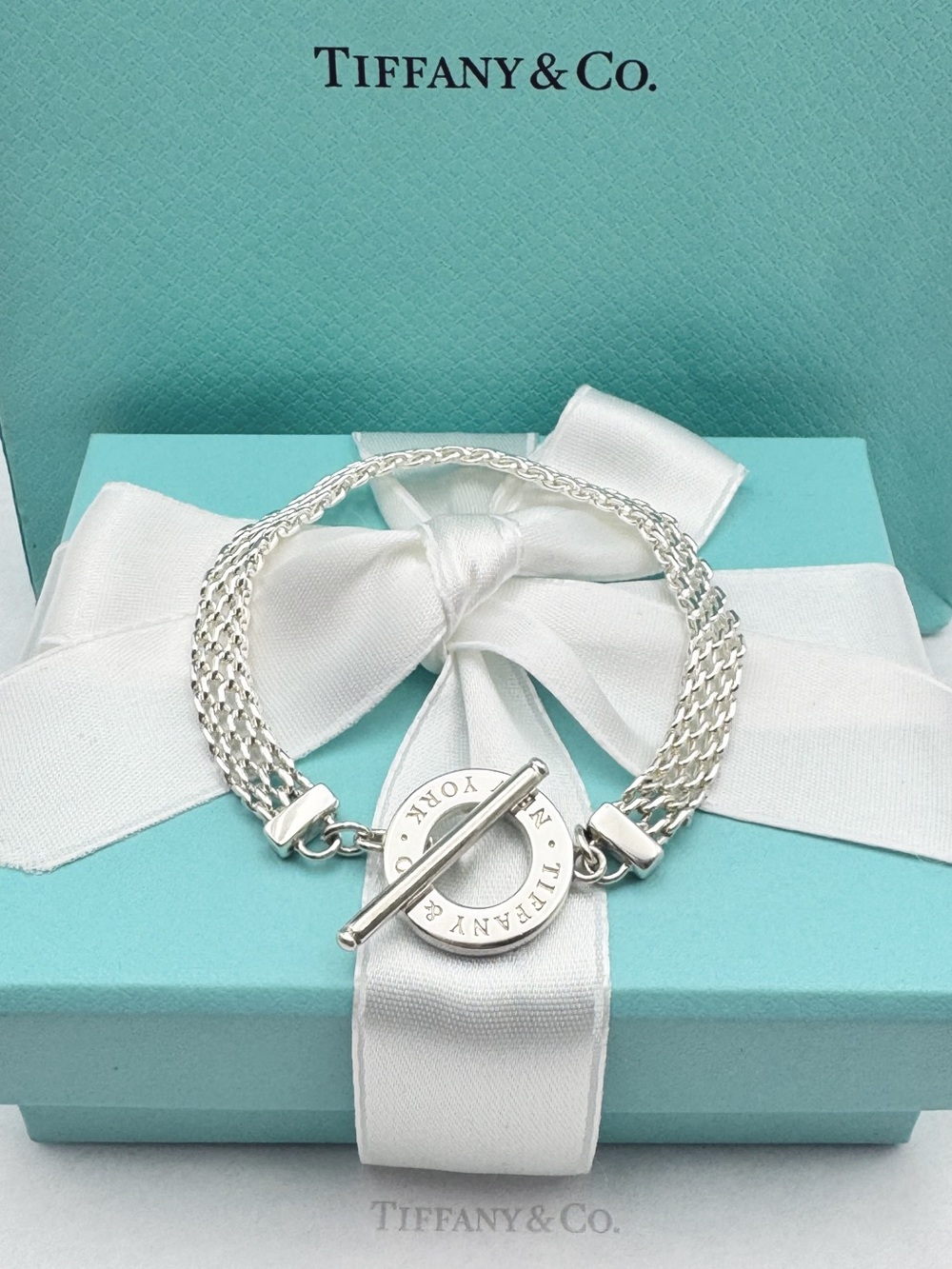 New Tiffany & Co. Somerset Mesh Toggle Bracelet Sterling Silver 925 Gift Box
